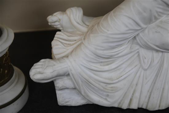After Georges Marie Valentin Bareau (French 1886-1931). A marble figure of Cleopatra reclining, height 20in. length 32in.